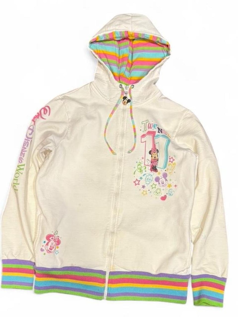 Y2K Walt Disney Embroidered Colorful Zip Up Hoodie